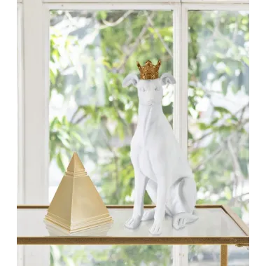 CANE C/CORONA BIANCO 20x12,5x33 cm